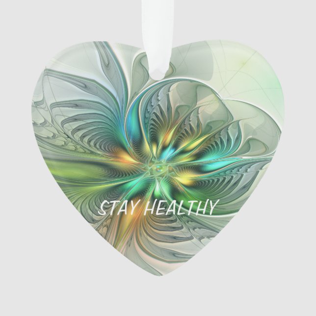 Ornamento Texto de Arte Fractal de Abstrato Flor Colorida (Frente)