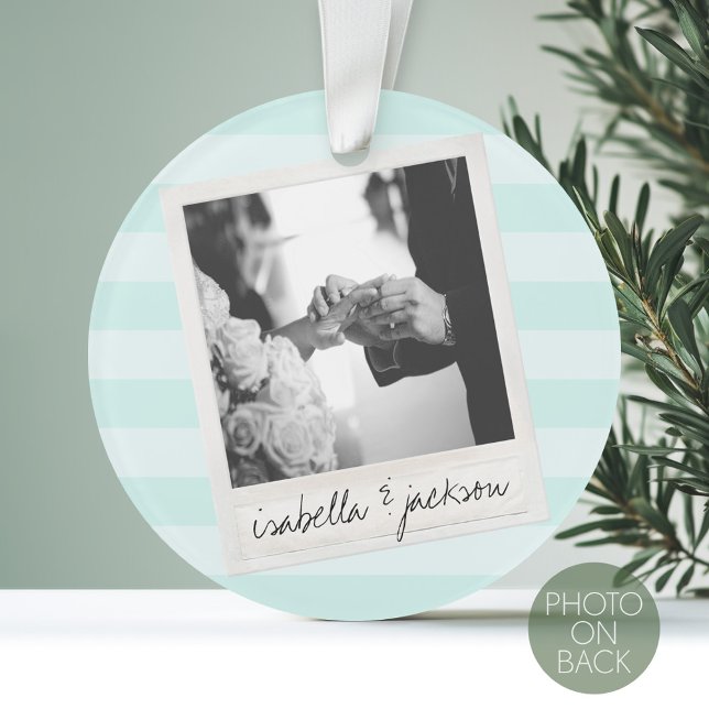 Ornamento Texto Personalizado da Foto do Instagram de Casame (Personalized First Christmas Photo Ornament)