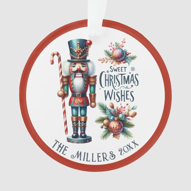 Ornamento Texto Personalizado De Nozes De Natal Festivos (Frente)