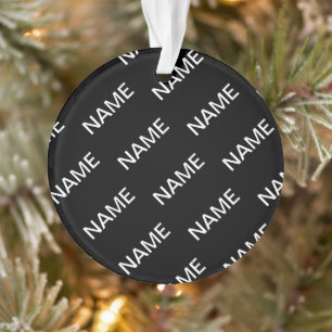 Ornamento Texto Personalizável Preto e Branco Moderno e Ou