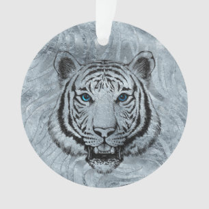 Ornamento Tigre branco no fundo do vidro de Frost