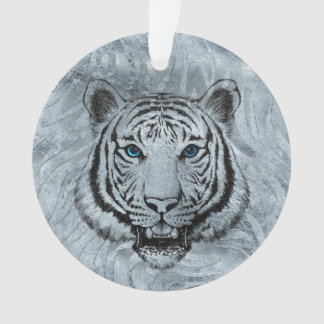 Ornamento Tigre branco no fundo do vidro de Frost