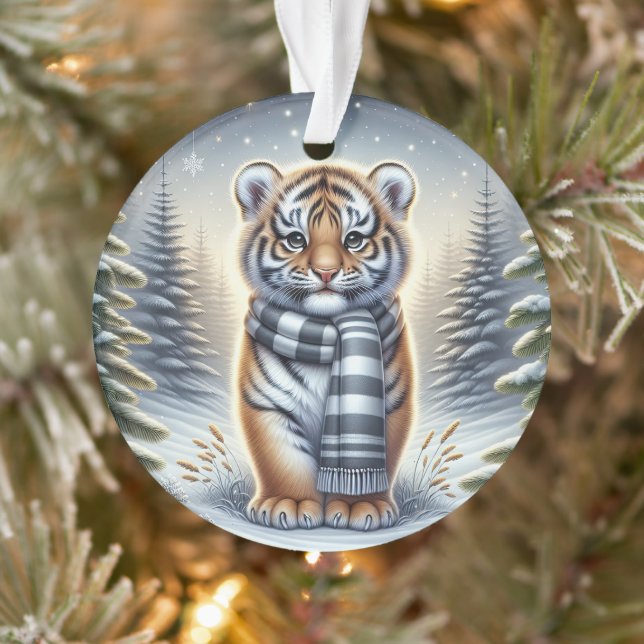 Ornamento Tigre em Pé com Cachecol Listrado (Árvore)
