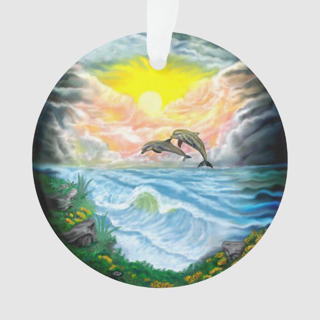 Ornamento Tocando golfinhos ao sol (Frente)