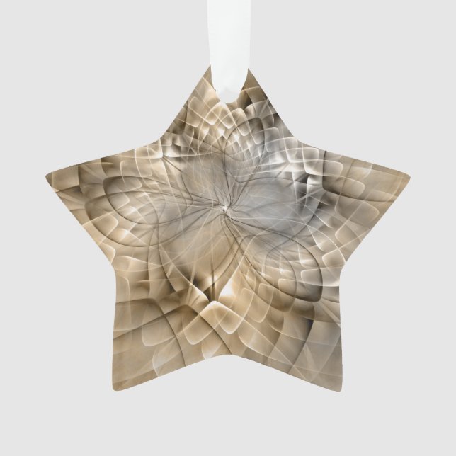 Ornamento Tons de Terra Arte Fractal Moderna Abstrata Estrel (Frente)