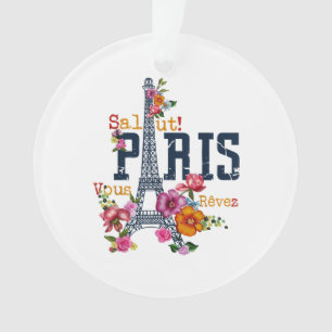 Ornamento Torre Eiffel Paris Shirt Salut Flor Paris Fra