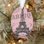 Ornamento torre iffel romântica-rosa-vintage paris<br><div class="desc">cúmplice romântica,  french,  vintage eiffel tower paris,  acessórios caseiros. Presentes de casamento de destino.</div>