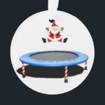 Ornamento Trampoline Personalizado<br><div class="desc">Creative trampoline guardando presente de natação de férias com o Papai Noel saltando trampoline e lugar especial para nome personalizado no verso.</div>