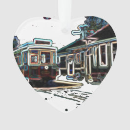 Ornamento TRC Neon Streetcar em stn Heart Acrylic Ornament