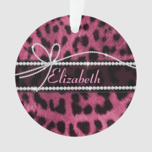 Ornamento Trendy chic, mocinha, rosa quente, pele de animais