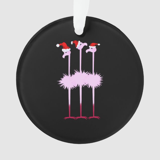 Ornamento Três Flamingos de Natal (Frente)