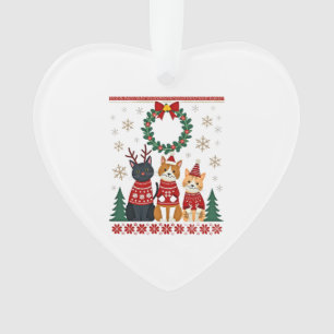 Ornamento Três gatos engraçados camisola de Natal gato feio