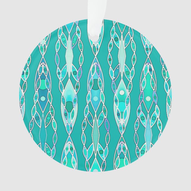 Ornamento Tribal Batik - Turquesa e Aquamarine (Frente)