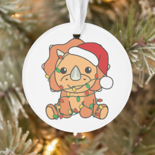 Ornamento Triceratops Natal Animais de inverno Dinos Feriado