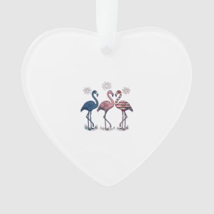 Ornamento Trío de Flamingos Patrióticos Design de Gravura Vi