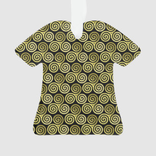 Ornamento Tríplice espiral Dourado Fundo Preto