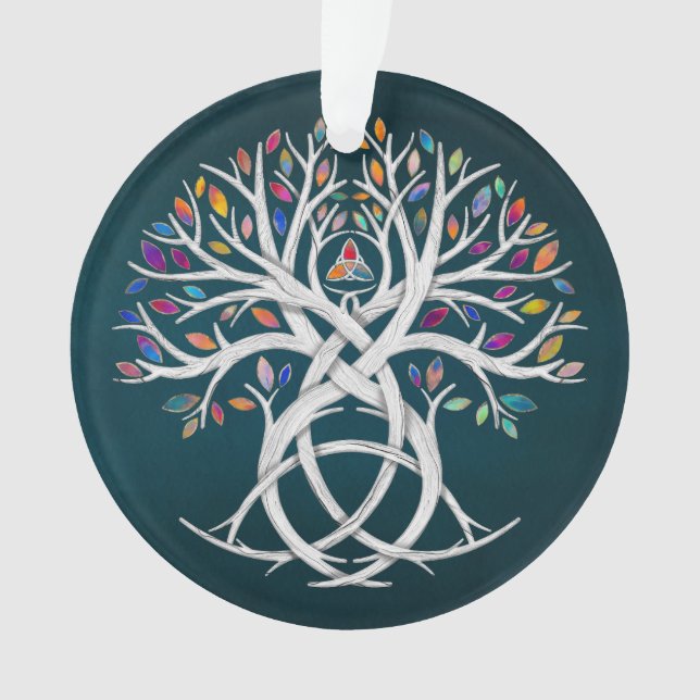 Ornamento Triquetra Tree of life Folhas coloridas (Frente)