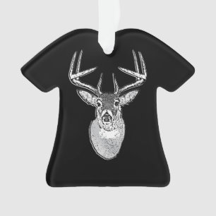 Ornamento Troféu Buck em Black White Deer