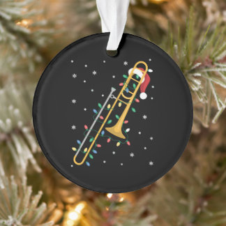 Ornamento Trombone de Natal Luzes de Chapéu do Papai Noel Fl
