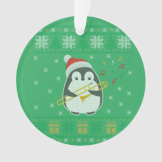 Ornamento Trombone Fúria Feia do Suéter de Natal Penguin Xma