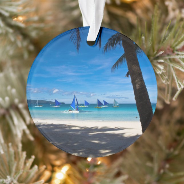 Ornamento Tropical Beaches | White Beach Boracay Philippines (Árvore)