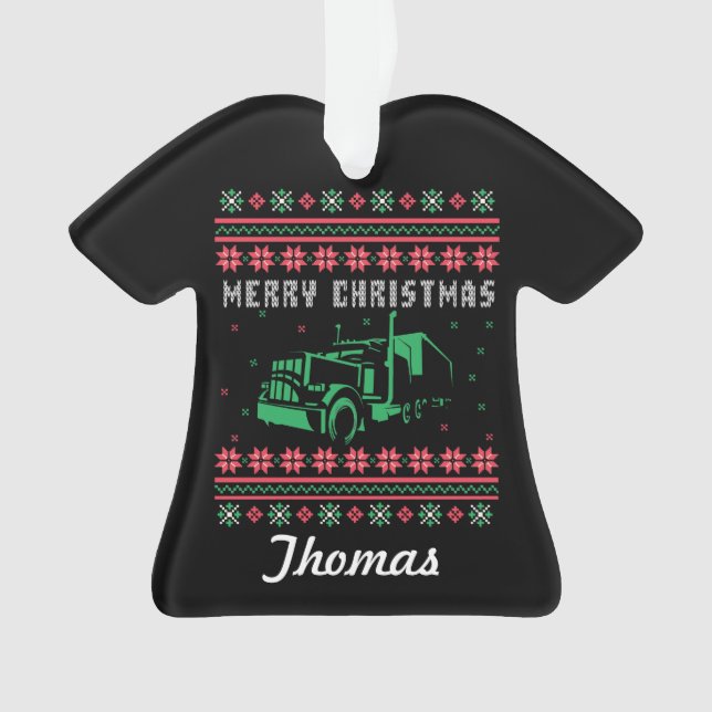 Ornamento Truck Driver Ugly Christmas Sweater (Frente)