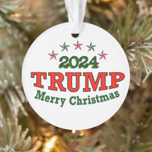 Ornamento TRUMP 2024 Feliz Natal Acrílico