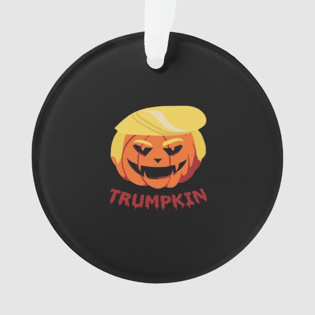 Ornamento Trumpkin Assustador do Halloween Clássico (Frente)