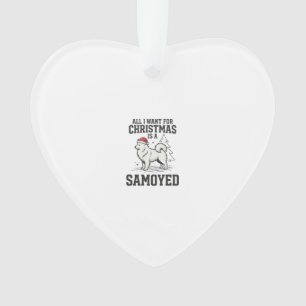 Ornamento Tudo o que Quero para o Natal Cachorro Samoyed