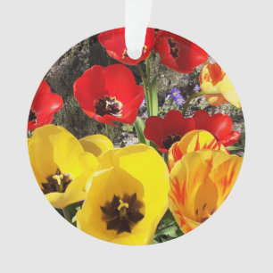 Ornamento Tulipas Amarelas e Vermelhas Acritivas