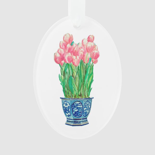 Ornamento Tulipas no Pote Delft (Frente)
