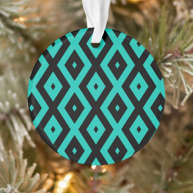 Ornamento Turquoise and black diamond pattern (Árvore)