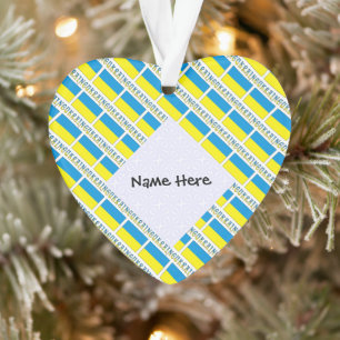 Ornamento Ucrânia Bandeira Ucraniana Preta Personalizada