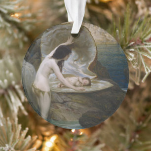 Ornamento Um Bebê de Água Encontrado em Concha por Ninfa de 