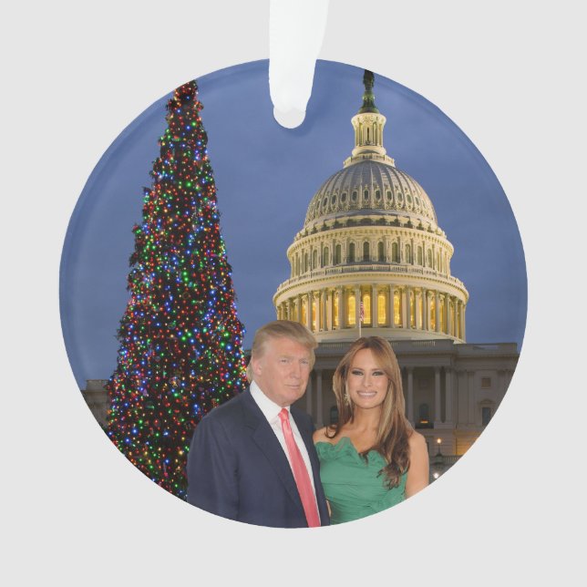 Ornamento Um Natal Trump: Donald e Melania (Frente)
