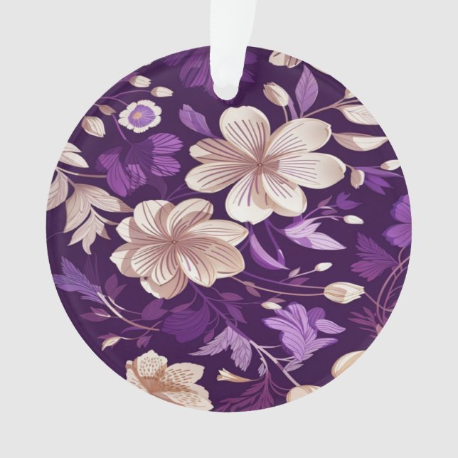 Ornamento Um padrão floral com fundo roxo (Frente)