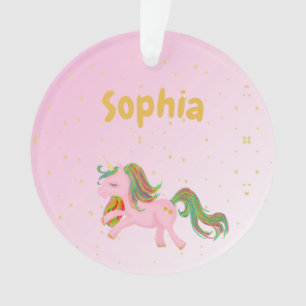 Ornamento Unicórnio Rosa Dourado Roca Girly Cute
