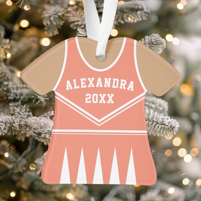 Ornamento Uniforme Personalizado de Cheerleader Coral (Criador carregado)