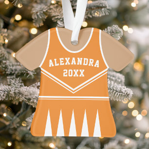 Ornamento Uniforme Personalizado de Cheerleader Laranja