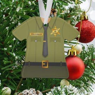 Ornamento Uniforme Verde do Xerife do Condado Personalizado