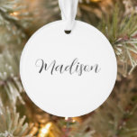 Ornamento Unique Acrylic Circle Ornament Featuring Your Name<br><div class="desc">Celebrate your individuality with this unique acrylic circle ornament,  personalized with your name. Crafted from clear,  durable acrylic,  it features a sleek,  modern design perfect for decorating your home,  office,  or gifting to someone special. Lightweight and stylish,  it adds a personal touch to any space or occasion.</div>