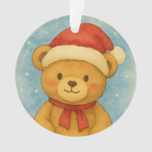 Ornamento Urso de Natal em uma Paisagem Invernal Encantada