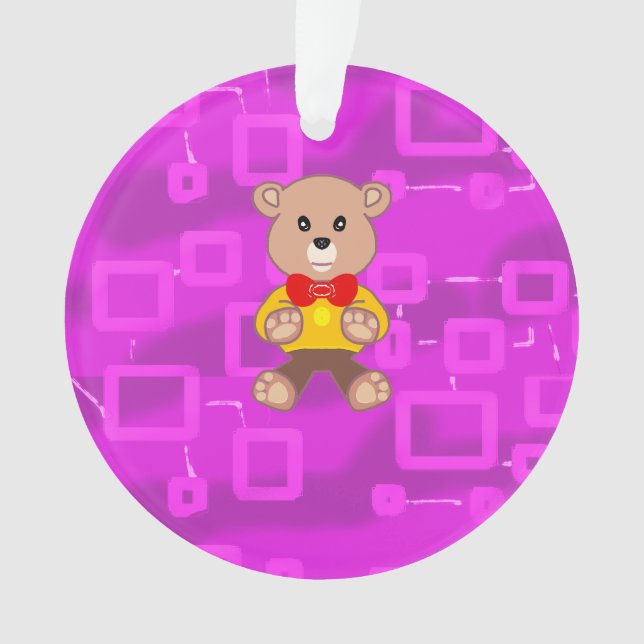 Ornamento Urso de pelúcia com gravata-borboleta fofo Espaçon (Frente)