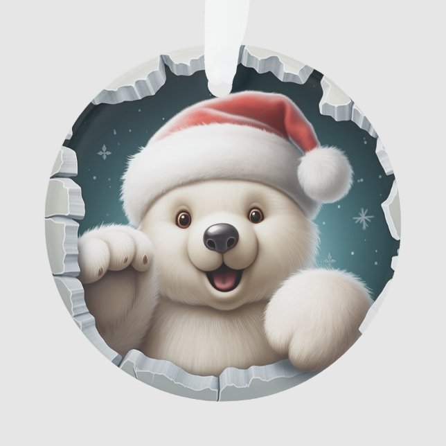 Ornamento Urso Polar 3D Fofo (Frente)