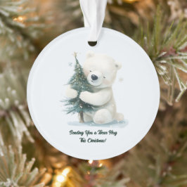 Ornamento Urso Polar Adorável Abraçando Árvore De Natal, Bon