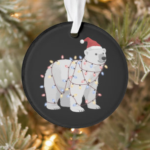 Ornamento Urso Polar Engraçado Natal Amante de Luzes de Anim