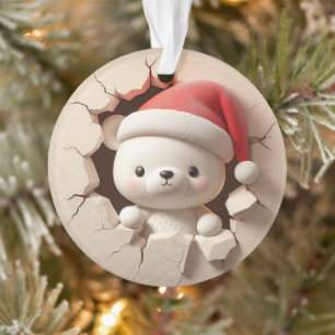 Ornamento Urso Polar Fofo de Férias de Duas Faces 