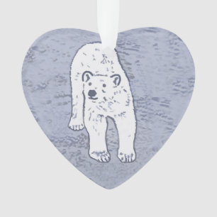 Ornamento Urso Polar na Pintura no Gelo - Arte Original da V