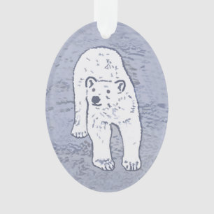 Ornamento Urso Polar na Pintura no Gelo - Arte Original da V