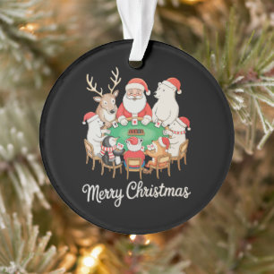 Ornamento Urso Polar Pinguim Rena Sorteando Poker